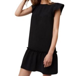 Loft Black Baby Doll Ruffle Sleeve Dress Size Small